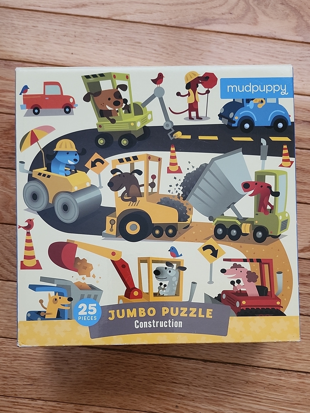 Mudpuppy Jumbo Puzzle - Yellow Construction Theme